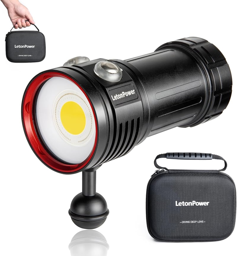 LetonPower Sealion L12 Búvárlámpa 18000 Lumen 100m Vízálló Merülő Fényforrás Víz Alatti Videózáshoz 3 Lítium Elemmel