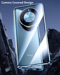 Honor Magic 6 Lite mágneses tok - 360°-os zöld alumínium keret üveg hátlappal 4