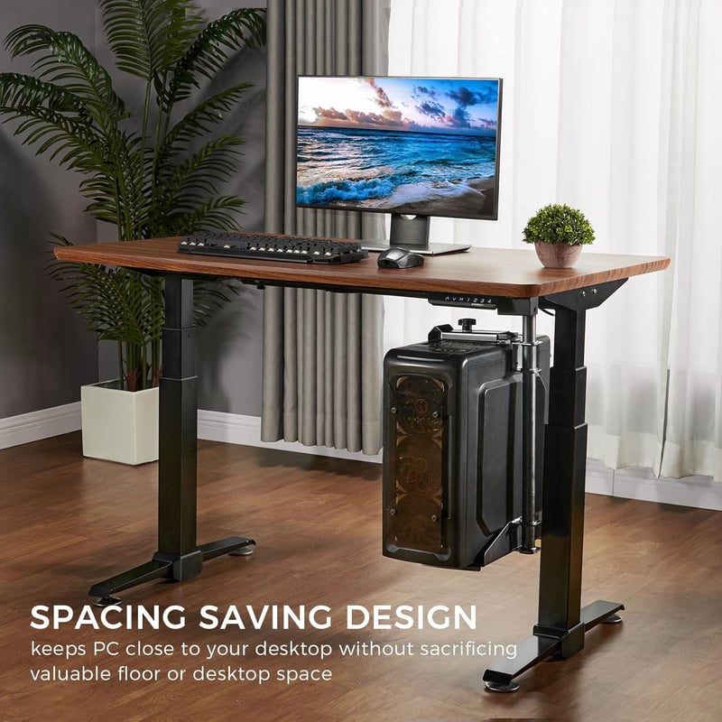 EUREKA ERGONOMIC Asztali PC Tartó - 360° Forgatható, Állítható Magasságú és Szélességű Számítógépház Tartó Asztal Alá, Fekete, 20kg Teherbír