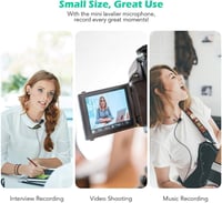 AGPTEK Omnidirekcionális Csíptetős Mikrofon 2m, USB-C Adapter, Szélvédő, Interjúkhoz 4