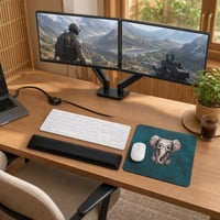 Set pre dva monitory: HDMI-DVI adaptér + bezdrôtový set + podložka + opierka + držiak na 2 monitory 1