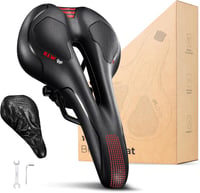 YOUNGDO Gél Kerékpárülés - Ergonomikus, Légáteresztő, Ütéselnyelő MTB Nyereg Vízálló Borítással, Piros, 100kg Teherbírás - Black+red, MTB-145mm, MTB-Red-145mm, Foam 1