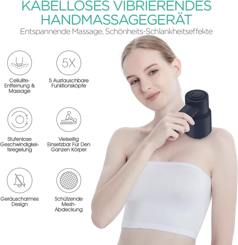 VOYOR-HEALTH CM410 Kézi Elektromos Masszírozó - Vezeték Nélküli Újratölthető Izomfájdalom Enyhítő Nyakra, Vállra, Hasra, Derékra, Combra (Ké