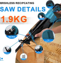 DriSubt Akkumulátoros Orrfűrész Makita 18V Akkumulátorral Kompatibilis - 3500 RPM Változtatható Sebességű Fűrész Fa, Fém és PVC Vágásához, 4 2