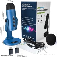 ZealSound K66 Kék USB Kondenzátor Mikrofon PC-hez és Telefonhoz - Streaming, Podcast, Gaming 8