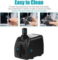 Cadrim 25W Vízpumpa Akváriumokhoz - 1200L/H Teljesítményű Merülő Szivattyú Szökőkutakhoz és Tavakhoz, 2m Emelőmagasság, Fekete 7