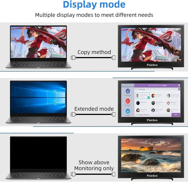 PISICHEN 17,3" Hordozható Full HD Monitor Laptophoz, PS4-hez, USB/HDMI
