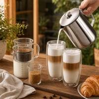 Latte set: 600 ml kanvička + 2x dvojstenný pohár + 3x odmerka 1