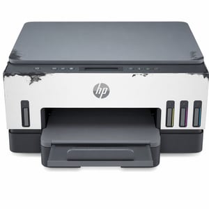 HP Smart Tank 7005 multifunkcijski pisač sa spremnikom tinte — neispravan, djelomično radi: oštećen crni spremnik (stanje: vidi 2. sliku)