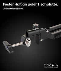 DOCKIN MA100 Mikrofon Kar - 84 cm Állítható Acél Mikrofonállvány Kábelelvezetéssel, Røde/Razer Kompatibilis, Asztali Rögzítővel, Podcast/Str 6