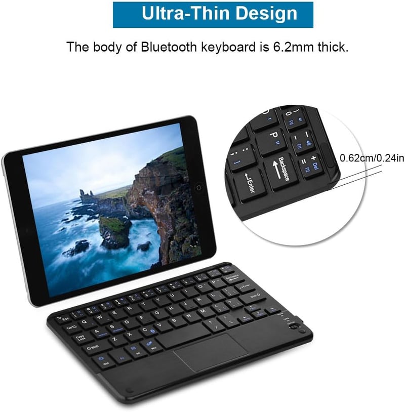 VBESTLIFE 7 colos ultravékony Bluetooth billentyűzet érintőpaddal, Android és Windows tabletekhez