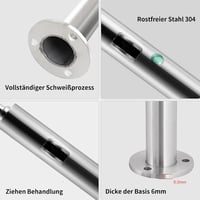 ABONOK 304-es Rozsdamentes Acél Üvegkorlát Oszlop 105 cm - Erkély, Terasz, Lépcső Korlátrendszer 10-12 mm Üveglapokhoz, Ezüst 7