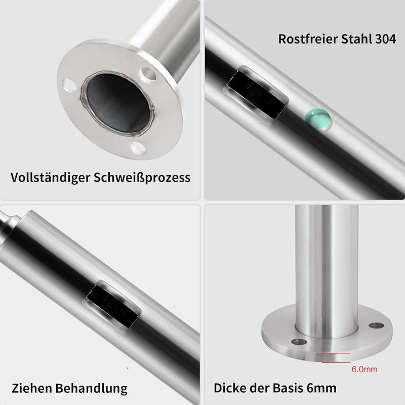 ABONOK 304-es Rozsdamentes Acél Üvegkorlát Oszlop 105 cm - Erkély, Terasz, Lépcső Korlátrendszer 10-12 mm Üveglapokhoz, Ezüst