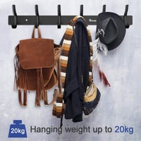Anjuer 6 Akasztós Alumínium Fali Fogas - Fekete, 20kg Teherbírás 2