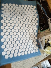 Saltea de acupresură Umbro cu pernă și 1 minge de masaj, albastru, 71x42 cm, cu geantă de transport, pentru masajul spatelui și al gâtului, yoga 4