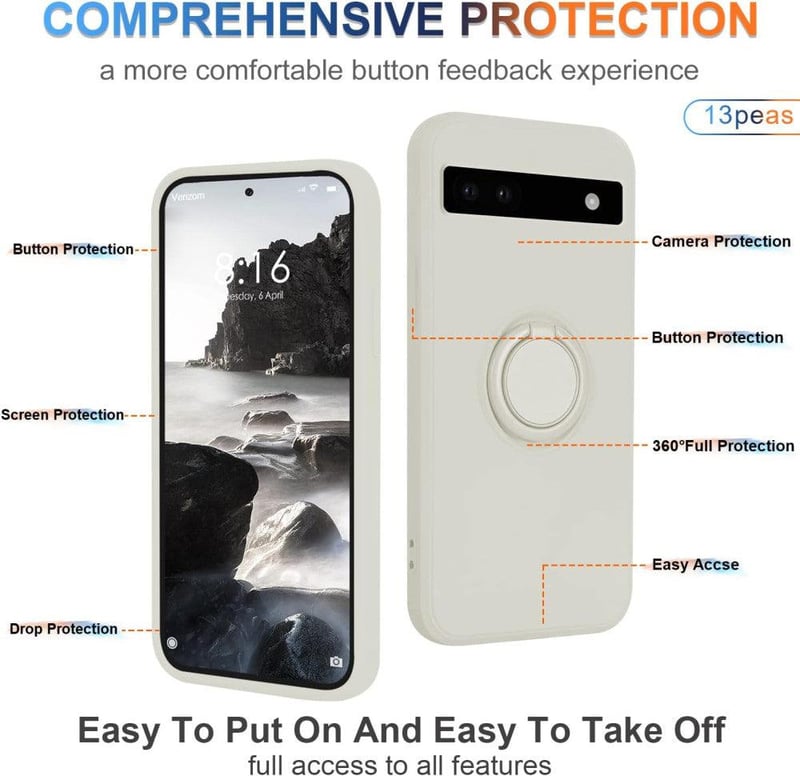 Google Pixel 7 360°-os gyűrűs szilikon tok mágneses pánttal