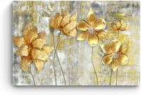 Made in Transylvania Arany Virágok Grunge Vászonkép - Modern Absztrakt Fali Dekoráció 60x90 cm - Nappali-Éjszakai Fényhatással - Hálószobai  3