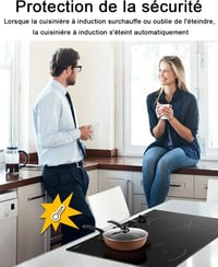 Hobsir 60 cm-es Beépíthető Indukciós Főzőlap 4 Zónával, 7200W, 9 Teljesítményszint, Gombos Vezérlés, Üvegkerámia Felület, Vezetékes 3