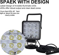 RIGIDON 48W LED munkalámpa mágnestalp, 4" offroad fényszóró autóhoz, terepjáróhoz, traktorhoz 4
