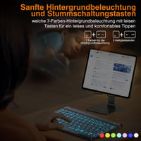 Tumeiguan Háttérvilágítású Bluetooth Billentyűzet - Megnövelt Billentyűkkel, QWERTZ Német Kiosztás, iOS/Android/Windows/Mac Kompatibilis, Ul 5