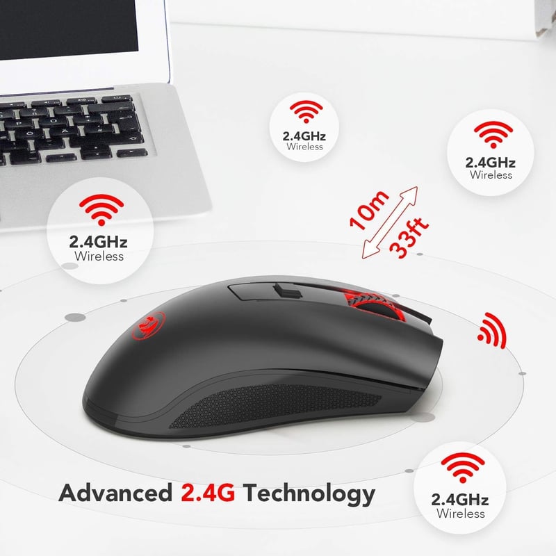 Redragon M652 vezeték nélküli optikai egér 6 gombbal, 5 DPI-fokozattal, PC és laptop kompatibilis