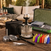 Shisha party set: mini nargila s torbom + 100x šareni nastavci + čelične hvataljke 1