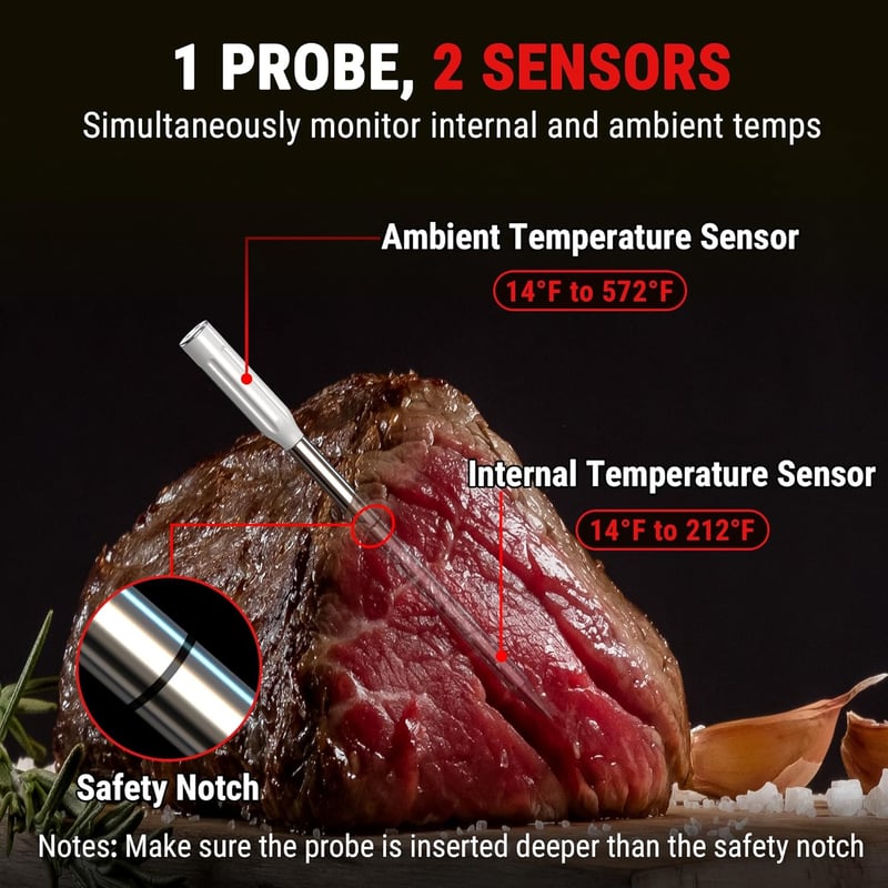 ThermoPro TempSpike Wireless Húshőmérő Bluetooth IP67 Grillhez és Sütőhöz