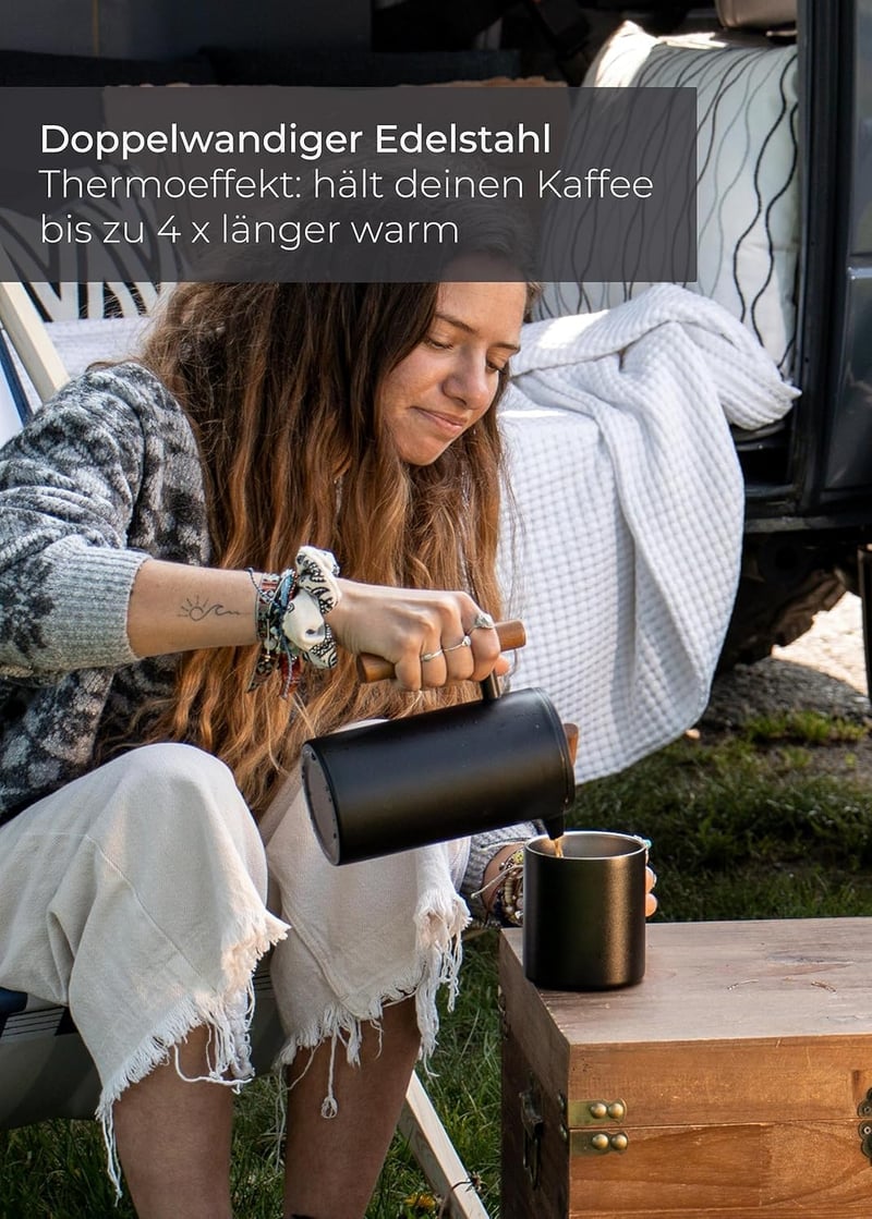 Lambda Coffee Duplafalú Termosz Francia Kávéprés 0,6L Fekete