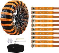 AUTO HIGH Univerzális Autó Hóláncok 10db - Acél Szegecses Csúszásgátló Szett 165-265mm Abroncsokhoz, Tárolótáskával és Szerszámokkal 9