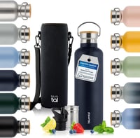 Blumtal Termosz 750ml - Dupla Falú Rozsdamentes Acél Kulacs Teaszűrővel - Hőszigetelt BPA-mentes Ivópalack Sportfedéllel és Neoprén Tartóval 1