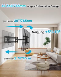 FORGING MOUNT TV Fali Tartó 765 mm Dupla Karos Konzol 50-90 Colos Lapos/Ívelt Televíziókhoz, 75 kg Teherbírás, Forgatható, Dönthető 4