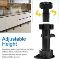 WANTOUTH 20 db Állítható Bútorláb 100-120 mm Magasságú Fekete Szekrényláb Műanyag Alaptámasz Rögzítőkapcsokkal Konyha Fürdőszoba Bútorokhoz 4