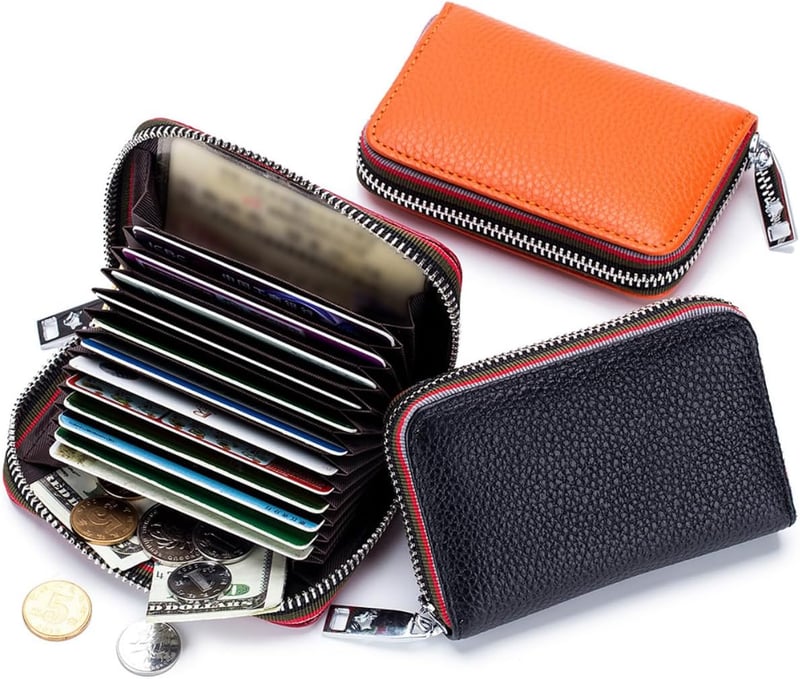 Whakano Valódi Bőr Bankkártyatartó RFID Védelemmel - Pénzcsipesszel és Érmetartóval, Vízálló Unisex Pénztárca, Igazolványtartó, Fekete