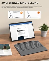 MoKo Bluetooth Érintőpados Billentyűzet Microsoft Surface Pro 7+/7/6/5/4/3 Készülékekhez - QWERTZ Kiosztás, Újratölthető Akkumulátor, Szürke 6