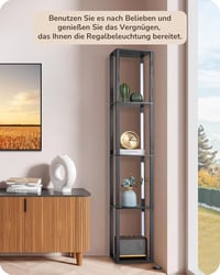 EDISHINE Állólámpa Polcokkal - 3 Színhőmérsékletű Dimmelhető LED, 20W, 1530 Lumen, 163cm Sarokpolc 360° Forgatható Világítással, Lábkapcsoló 8