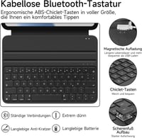 HOU Slim Bluetooth Billentyűzetes Tok iPad 11. Generációhoz (2025 A16) és 10. Generációhoz (2022) - Műbőr Dizájn, Ergonomikus, QWERTZ, Feket 5