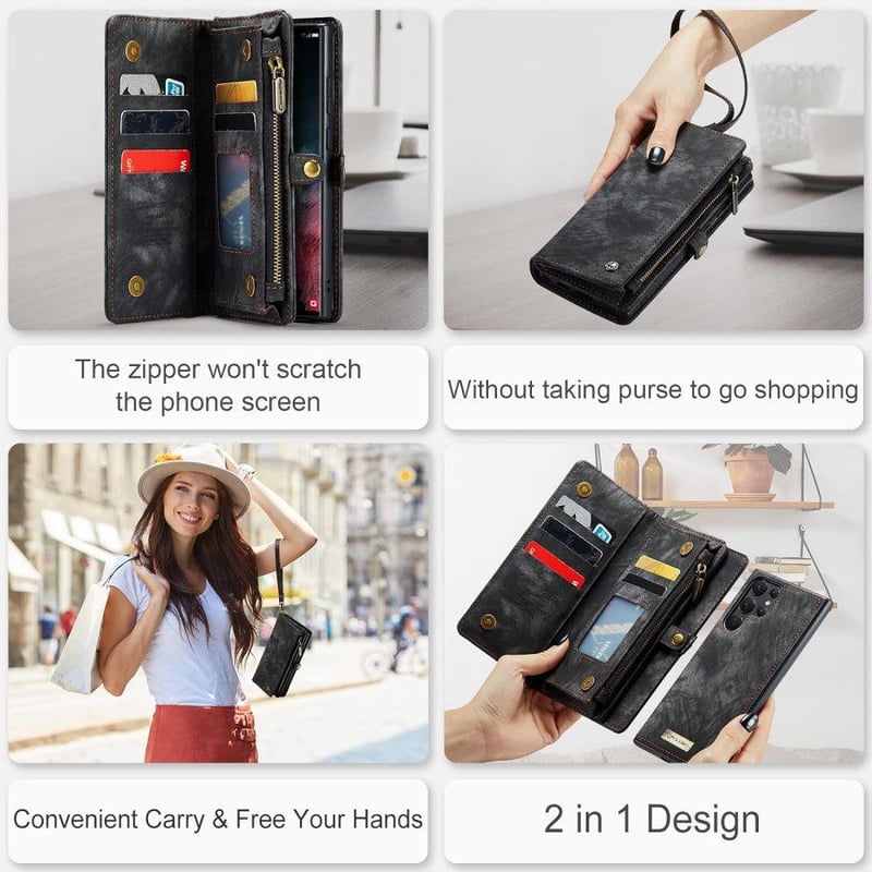 Samsung Galaxy Note 20 Ultra Bőr Pénztárca Tok - Mágneses, Kártyatartós