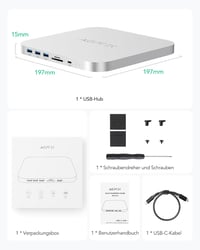 AGPTEK Type-C Hub Mac Mini M1 M2 Dokkoló Állomás - NVMe/SATA SSD Bővítőhely, Kártyaolvasó, USB Portok, Ezüst 7