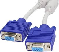 YIONESHOP VGA Y Elosztó Kábel - 1 Apa 2 Anya Csatlakozó, 15cm, Kék - Monitor Duplikáló Adapter Laptophoz, Plug & Play, Zavarszűrős 4