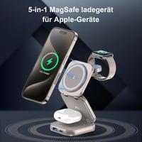 AC ISLAND 5 az 1-ben MagSafe Töltőállomás iPhone 16/15/14/13/12, Apple Watch és AirPods Készülékekhez - Összecsukható Utazási Vezeték Nélkül 2