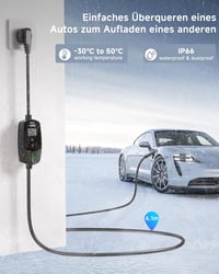EVDANCE Type 2 Elektromos Autó Töltőkábel Schuko 3,68 kW, 6,1m, Időzíthető 0-12 Óra, 1-Fázisú, 6-16A, Elektromos és Hibrid Járművekhez 2