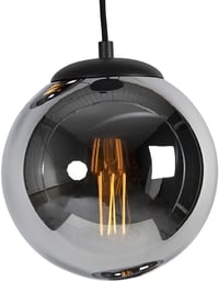 QAZQA Art Deco Függőlámpa - Pallon Fekete 3 Izzós Füstüveg Gömb Csillár, Dimmelhető, 45 cm, Nappali és Hálószoba Világítás, IP20 4