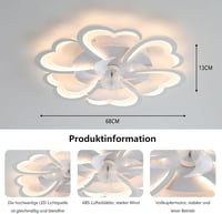 Revneey Virág Alakú Mennyezeti Ventilátor LED Világítással - 72W, Távirányítós, Csendes, 6 Sebességes, Időzíthető, Fényerőszabályozós Lámpa  3