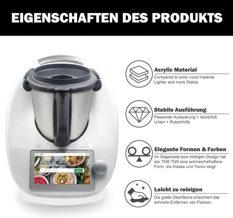 SkingHong Thermomix TM6 TM5 csúszótábla akril fehér alátét