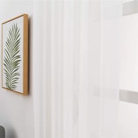 VOSAREA Fehér Pamut-Len Fényáteresztő Függöny Nappali és Hálószoba Dekorációhoz, Átlátszó Voile Anyag, 100 x 200 cm 6