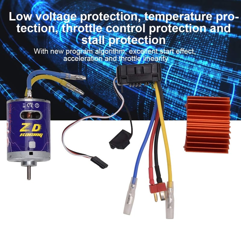 Keenso 540 Brushed Motor Hűtőbordával és 45A ESC Készlet - 1/10 RC Távirányítós Autó Motor Szett Crawler Terepjáróhoz - Narancssárga