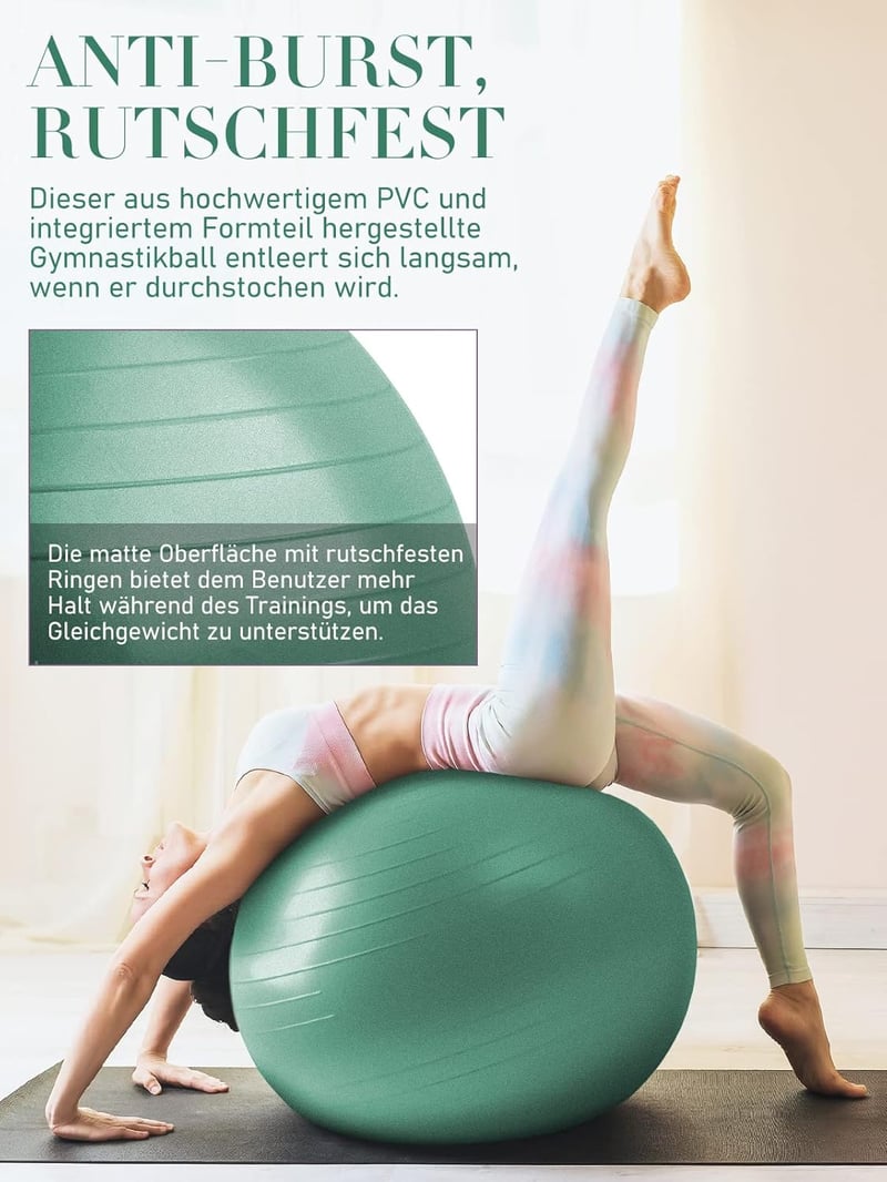 PhysKcal Fitness Labda Szett - 55 cm Tornalabda és 23 cm Pilates Labda, Csúszásgátló Ülőlabda, Egyensúlyozó Labda Jógához, Otthoni Edzéshez,
