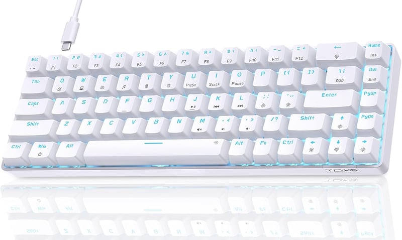 Dierya T68se Mechanikus Gamer Billentyűzet, 68 Gombos Kompakt Kialakítás, Lineáris Piros Kapcsolók, 19 Háttérvilágítási Mód, USB-C, Windows 
