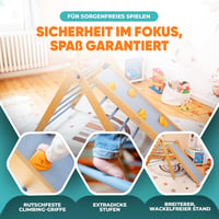 fortSCHRITT München 3-az-1-ben Montessori mászóháromszög csúszdával - Beltéri fa mászójáték gyerekeknek 1-6 éves korig, nyírfából, via ferra 6