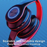 MUARRON Összecsukható Bluetooth Fejhallgató - Piros-Fekete, Nagy Akkuval, Mikrofonnal, 10m Hatótáv 6